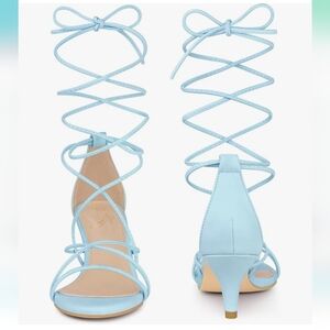 Sky Blue Perphy Strappy Lace Up Sandals Size 10M
